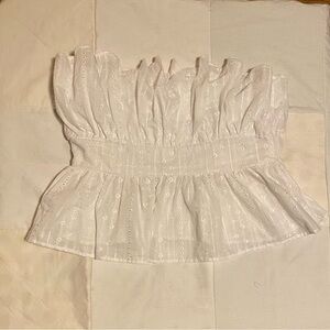 Elegant Thirty/Thirty White Ruffled Eyelet Women's Top Blouse